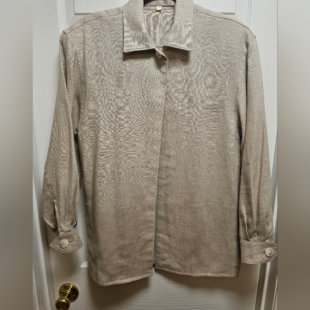 Perry Ellis Portfolio Men’s Linen Cardigan Size P | Beige | 100% Linen | Pockets - Picture 1 of 11